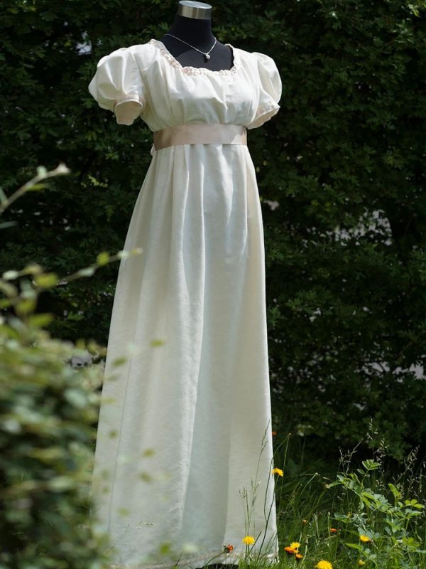 White Retro Empire Waist Dress Bridgerton Costumes Women Marie Antoinette Costume Polyester Shift Dress Vintage 18th Century Costume