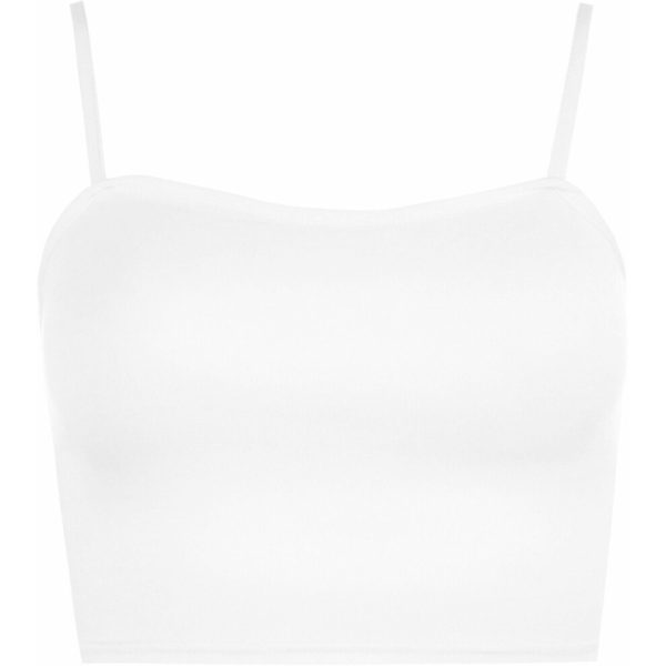 (White) Strappy Vest Plain Camisole Boob tube Bralet Gym Crop Top