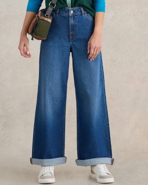 White Stuff Organic Ayla Wide Leg Jeans - Mid Denim