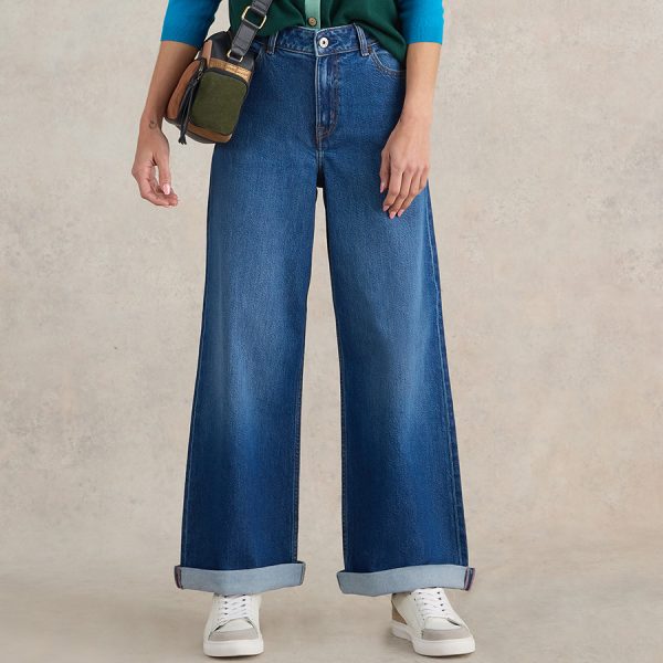 White Stuff Organic Ayla Wide Leg Jeans - Mid Denim