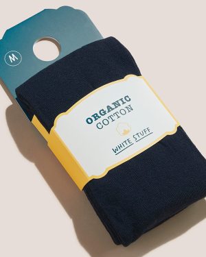 White Stuff Patty Plain Organic Tights - Dark Navy