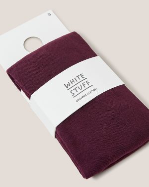 White Stuff Patty Plain Organic Tights - Dark Plum