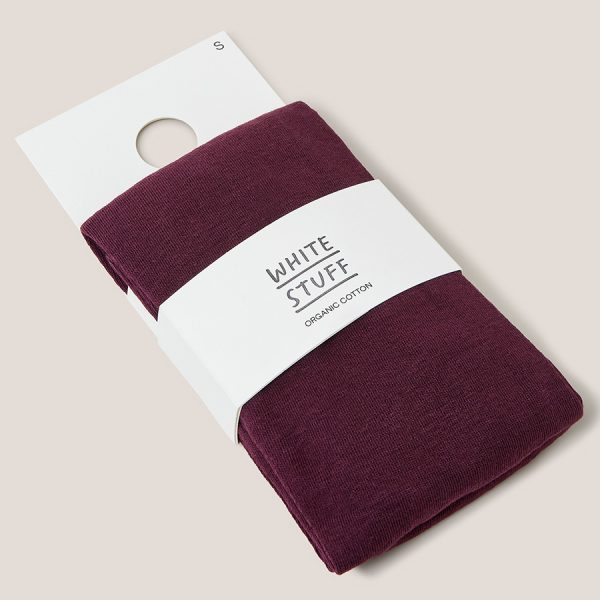 White Stuff Patty Plain Organic Tights - Dark Plum