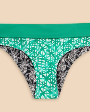 White Stuff Recycled Reversible Fold Down Bikini Bottom - Green