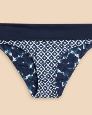 White Stuff Recycled Reversible Fold Down Bikini Bottom - Navy