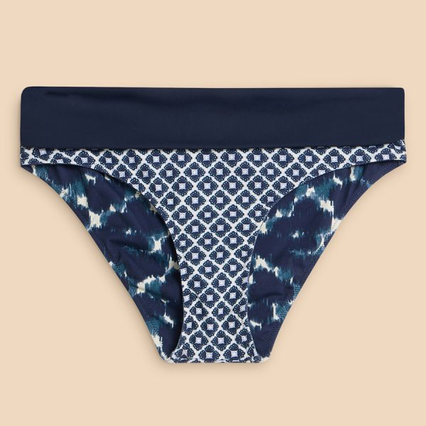 White Stuff Recycled Reversible Fold Down Bikini Bottom - Navy