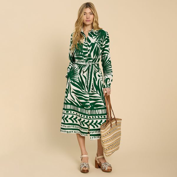 White Stuff Toni EcoVero Shirt Dress - Green