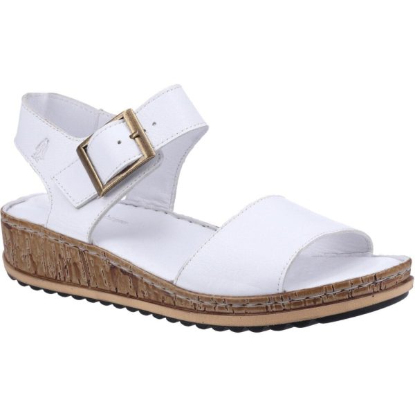 (White, UK 5) Hush Puppies Ellie Womens White Chunky Leather Wedge Sandals