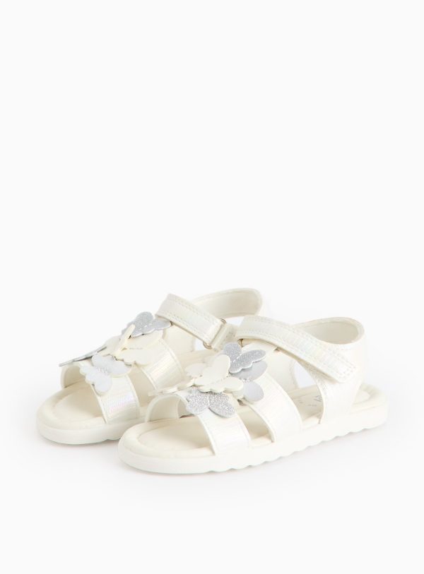 White White Faux Leather Butterfly Sandals - Tu by Sainsbury's