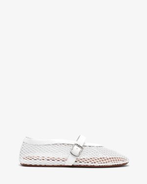 White mesh ballet flats