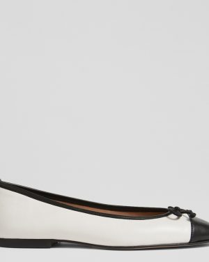 White/Black Kara Leather Ballet Flats