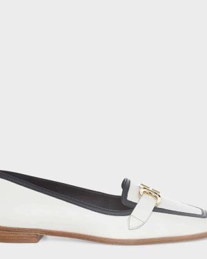 White/Navy Sia Leather Loafers