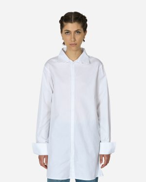 Wide Sleeved Stripy Poplin Shirt Off White