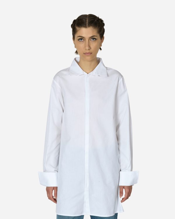 Wide Sleeved Stripy Poplin Shirt Off White