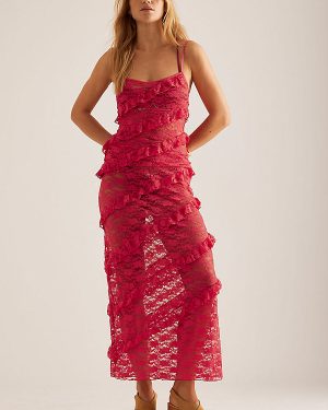 Wild Lovers Mermaid Ruffle Lace Maxi Skirt