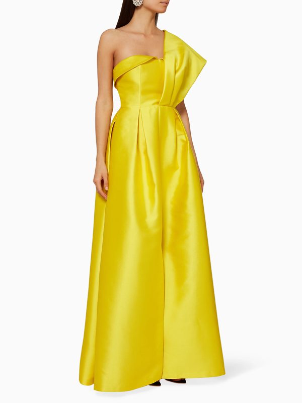 With Cocktail Dress Beautiful Floor-Length A-Line One-Shoulder Satin Fabric