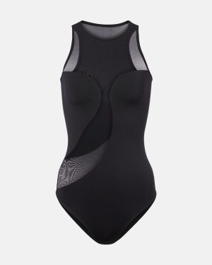 Wolford Asymmetric semi-sheer satin bodysuit