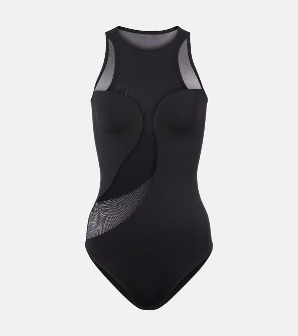 Wolford Asymmetric semi-sheer satin bodysuit