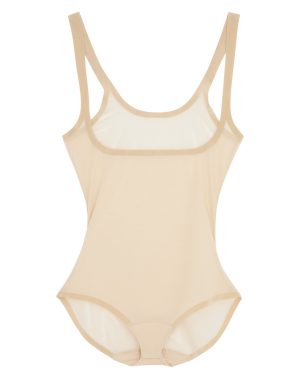 Wolford Control Velvet-trimmed Tulle Bodysuit - Beige - 38 (UK10 / S)
