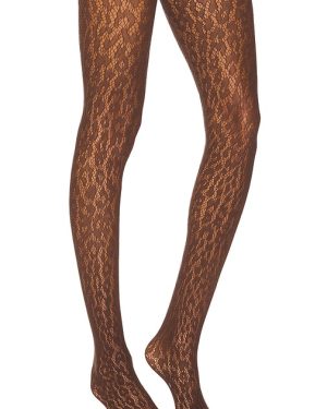 Wolford Leo Lace Tights in Brown. Size M, S, XS.