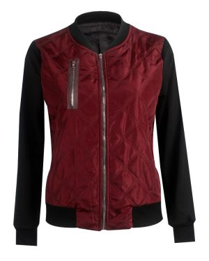 Women Bomber Jacket Stand Collar Quilted Jackets