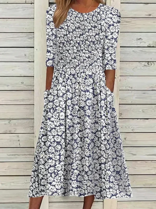 Women Casual Ditsy Floral Summer Polyester Daily H-Line Regular Shift Dress No Dresses