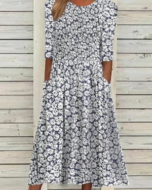 Women Casual Ditsy Floral Summer Polyester Daily H-Line Regular Shift Dress No Dresses