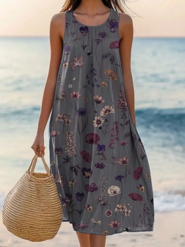 Women Casual Floral Summer Micro-Elasticity Household Sleeveless A-Line Regular No Dresses