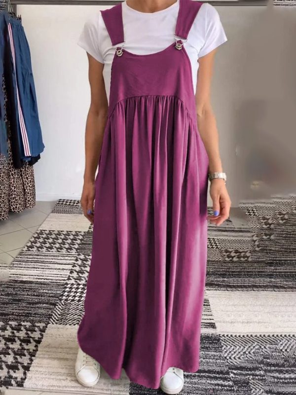 Women Casual Plain Summer Spaghetti Loose Maxi Gallus H-Line No Dresses