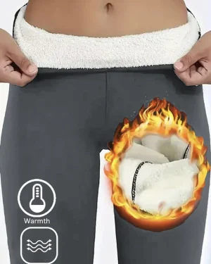 Women Casual Plain Winter Polyester Daily Mid Waist H-Line Medium Elasticity Fleece Leggings