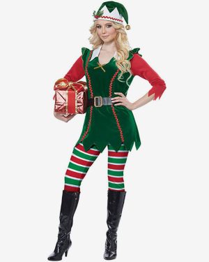 Women Christmas Tunic Dress Green Polyester Fiber Dress Hat Pantyhose Polyester Color Block Christmas Holidays Costumes