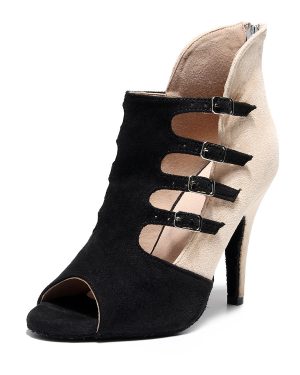 Women Lace Up Mesh Summer Boots Stilettos Black