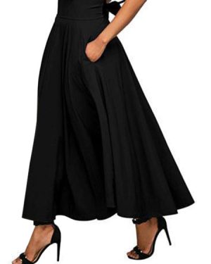 Women Maxi Skirt Bow Retro Long Flared Skirt