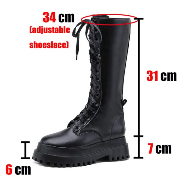 Women Mid Calf Boots Flat Platform Chunky Heels Bottom Female High Boots Autumn Goth Shoes