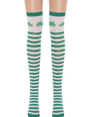 Women Saloon Stockings Clover Knee High Socks Carnival Cosplay Costume Accessories