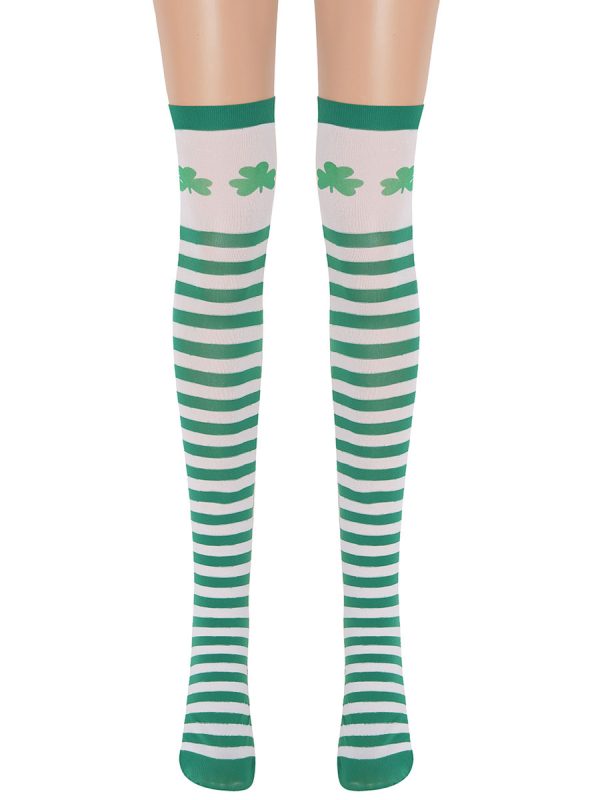 Women Saloon Stockings Clover Knee High Socks Carnival Cosplay Costume Accessories