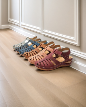 Women Street Plain Summer Wearable Low Heel Round Toe PU Pu Vented Clogs Gladiator Sandals