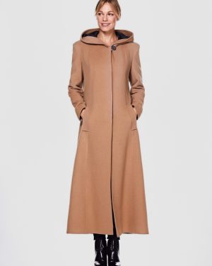 Women Wrap Coat Hooded Warmth Full Length Winter Maxi Wool Blend Coat 2025