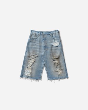 Women s Distressed Denim Skirt Blue