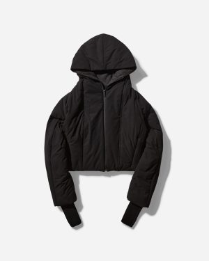 Women s Padded Crop Jacket with Gloves Black