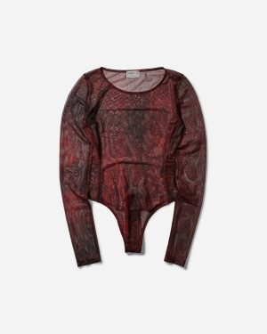 Women s Printed Mesh Bodysuit Petite