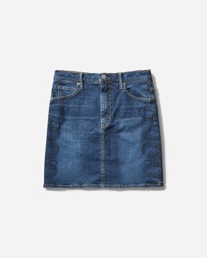 Women s Snake Loop Tight Denim Skirt Light Indigo Blue