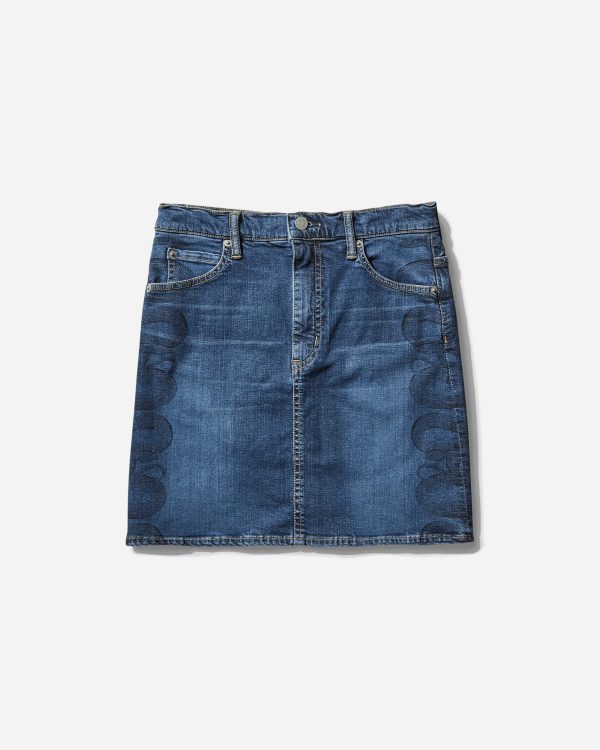 Women s Snake Loop Tight Denim Skirt Light Indigo Blue
