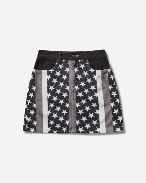 Women s Star Stripe Pattern A-Line Mini Skirt Black