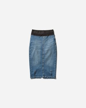 Women s Waistband Denim Pencil Skirt Blue
