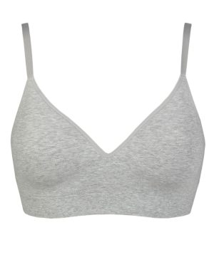 Women's 1 Pack Ambra Organic Cotton Wirefree Bra Mid Grey Marl UK 8-10