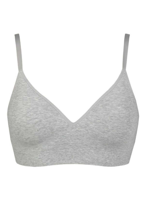 Women's 1 Pack Ambra Organic Cotton Wirefree Bra Mid Grey Marl UK 8-10