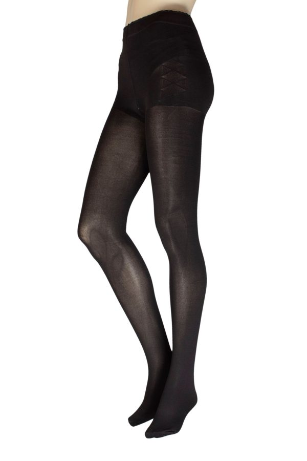 Women's 1 Pair Charnos Eco 80 Denier Opaque Shaper Tights Black Medium / Large