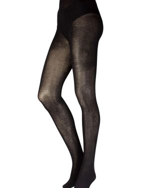 Women's 1 Pair Charnos Organic Cotton Plain Tights Black Medium / Large