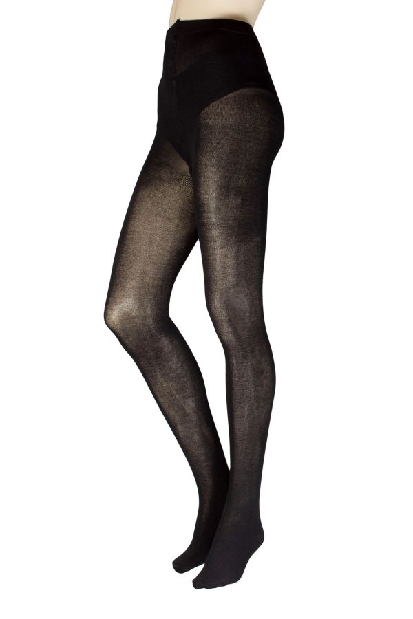 Women's 1 Pair Charnos Organic Cotton Plain Tights Black Medium / Large